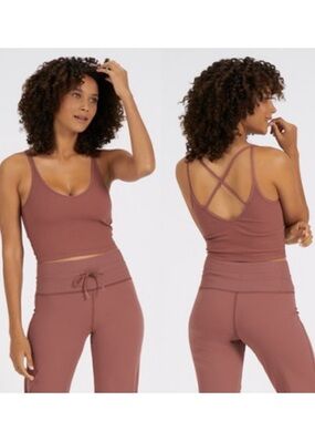 Vuori Ribbed Crop Tank Top Marsala SZ L